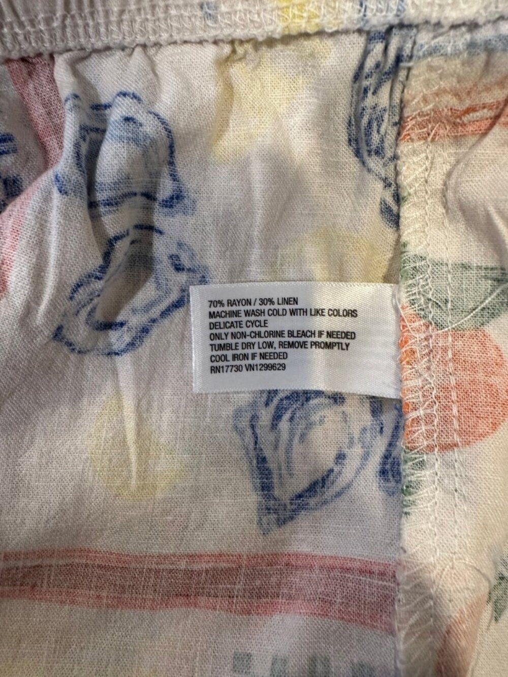 Wild Fable Linen Blend Fruit & Veggie Print White Drawstring Loose Shortes - M - Picture 7 of 7